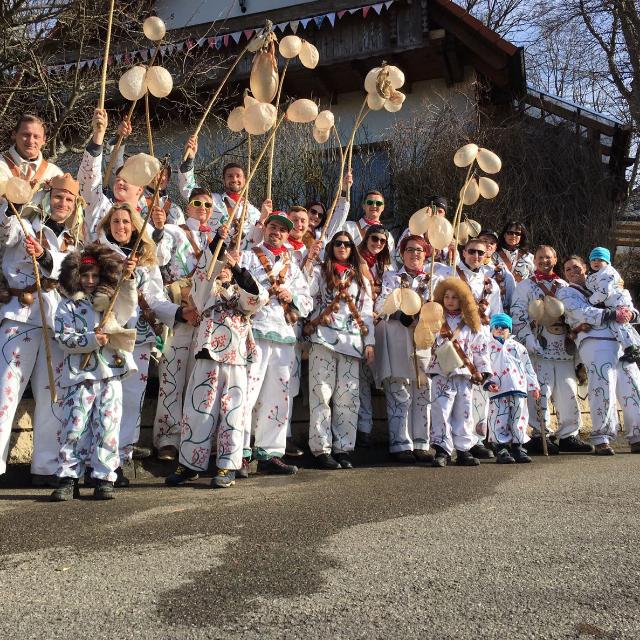 Gruppenbild der Hansele beim Engstinger Umzug 2017